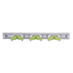Pine-Sol Mop and Broom Holder - Hanging Wall Mount Storage Rack with 3 Slots and 6 Hooks - Adjustable Cleaning Tool Organizer for Garage, Kitchen, and Utility Closet