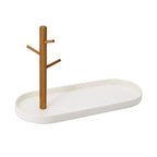 Shinpuru Key Tray & Key Bowl, Jewelry Tray with Wood 3-Tier Hanging Organizer - Multi-Functional Entryway Tray, Perfect for Key Bowl, Ring Holder, Jewelry Dish Organize (White Oval) - color: White Oval