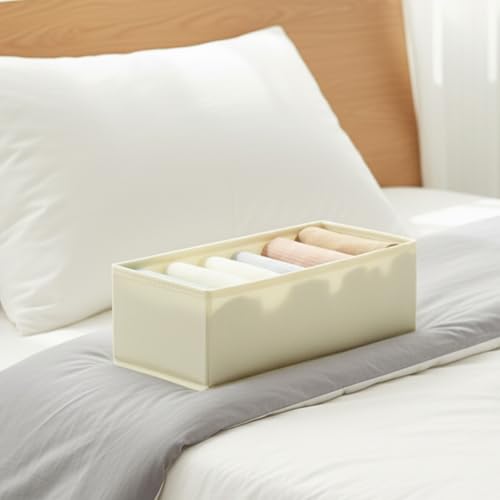 1 Pcs Drawer Organizer Storage Box for Underwear Socks Closet Divider for Wardrobe Dresser Vanity Space Saving Use(6-Grid Off White) - color: Off White-2, size: Small
