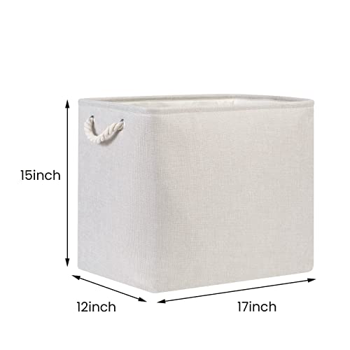 Bidtakay Fabric Beige Baskets Extra Large Organization Baskets for Clothes Set of 2 Collapsible Storage Bins for Shelves Cabinet 17x12x15 In Organizing Bins for Bedroom Blankets Pillow Towels Storage - color: Light Beige, size: 2 Pack-XL-17x12x15 In