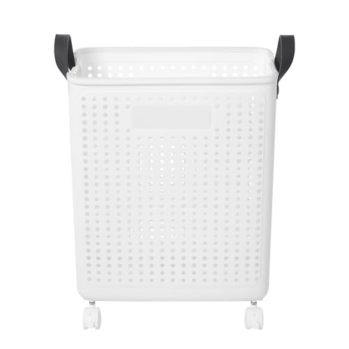 Clothes Basket, Plastic Dirty Clothes Hamper with Wheels Narrow Hampers for Laundry Laundry Hamper Waterproof for Dorm Family