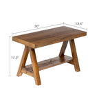 Wnutrees Farmhouse Wood Bench, Rustic Indoor Storage Bench for Entryway, Living Room, Dining Room, Solid Wood Construction, Original Wood - size: 30" wood bench