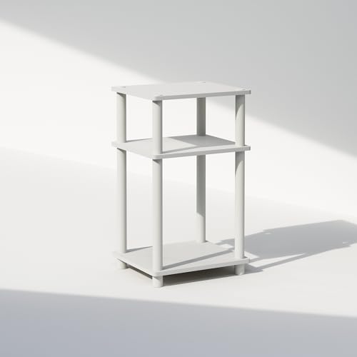 Furinno Just Turn-N-Tube Open Storage Nightstand, 1 Pack, 3-Tier, White/White - color: White/White, size: 1-Pack, style: 1-Pack