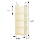 YOUDENOVA Hanging Closet Organizer, 4-Shelf Closet Hanging Shelves, Beige - color: Beige, size: 4-Tier