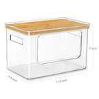 Hudgan Stackable Storage with Bamboo Top for Laundry Room Organization, Extra Large Trash Bag/Garbage Bag Dispenser, Under Sink Organizer, Pantry Organizers