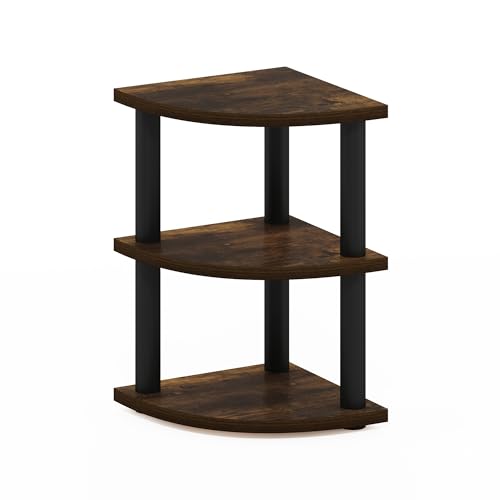 Furinno Turn-N-Tube Kitchen Countertop Organizer, 3-Tier Corner Countertop Organizer Shelf, Corner Shelf, for Kitchen, Pantry, Organizers and Storage, Amber Pine - color: Amber Pine/Black, size: 3-Tier Corner