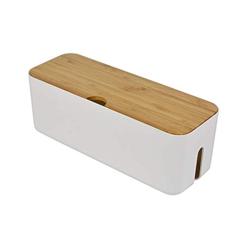 Cable Management Box| Power Stripe Organizer|Cord Organizer Box| Hide and Conceal Power Strips and Electrical Cords from TVs, Computers, and Desks| Keep Pets Safe - color: White