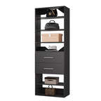 ROOMTEC Modular Closet System, 19.5" 2 Drawer Shelf Closet Tower Wall-Mounted Closet Organizer, Wooden Tower for Walk-In Closets, Wardrobe Storage Kit, Black - size: 19.5" Wide, style: Model 11