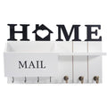Rustic Wall Key Holder with Shelf & Hooks - Wall Mounted Mail Organizer for Entryway | Wooden Key Rack for Keys, Coats, Dog Leash-White - color: White