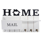 Rustic Wall Key Holder with Shelf & Hooks - Wall Mounted Mail Organizer for Entryway | Wooden Key Rack for Keys, Coats, Dog Leash-White - color: White