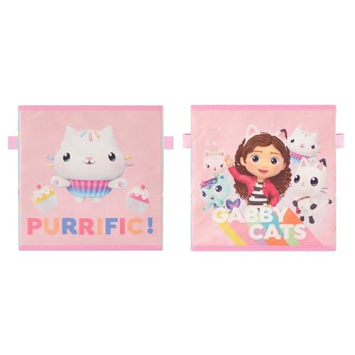 Gabby’s Dollhouse Set of 2 Collapsible Storage Cubes with Carry Handles, Kids Room & Playroom Organizer Bins, 10” x 10” - color: Gabbys Dollhouse