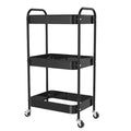 3-Tier Rolling Metal Storage Cart with Wheels, Multi-Functional Organizer for Office, Kitchen, Bathroom, Books Diapers - Easy Assembly (Black) - color: Black