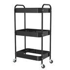 3-Tier Rolling Metal Storage Cart with Wheels, Multi-Functional Organizer for Office, Kitchen, Bathroom, Books Diapers - Easy Assembly (Black) - color: Black