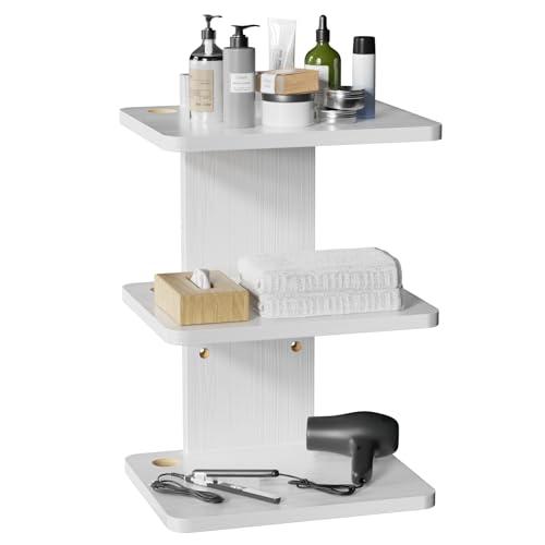 WALI Floating TV Shelf, 3 Tier Projector Shelf for DVD Players, Routers, Game Consoles, Cable Boxes, Living Room Decor Accessories, Wall Mount Shelves Holds Up to 22lbs (CS303NW), 3-Shelf, White - color: White, size: 13.78 x 11.02 Inch
