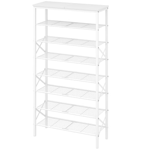 YATINEY 8 Tier Shoe Rack, Shoe Storage Organizer, Large Capacity Shoe Shelf Holds 32 Pairs of Shoes, Sturdy and Stable, for Entryway, Hallway, Closet, Dorm Room, White SS08WW - color: White, size: 27.8" x 10.8" x 52.6"