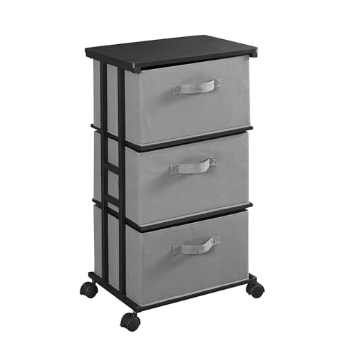 MAX Houser Dresser Tower with 3 Drawers for Bedroom, Fabric Storage Organizer Unit, Chest of Drawers with with WoodTop, Small Vertical Storage for Guest Room, Closet, Entryway, Nursery (Grey) - color: Grey1