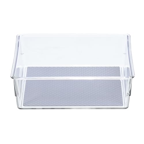 Glad Drawer Organizer Bin, 6x6 - Heavy Duty Clear Plastic Storage Tray for Junk Drawers, Kitchen Utensils, Bathroom Vanity, and Organizing Pantry - BPA Free, Food Safe, Non Slip - size: 6x6