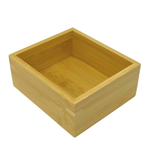 Bamboo Drawer Organizer 5.9x5.1x2.4 Inch | Rectangle Drawer Divider & Junk Drawer Tray for Makeup, Jewelry, Utensils & Office - size: 5.9"D x 5.1"W x 2.4"H