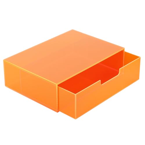 Gelite Acrylic Desk Organizer with Drawer for Makeup Vanity Stackable Desktop Storage Box for Office Supplies, 13.8 x 9.8 x 3.9’’, Neon Orange - color: Neon Orange