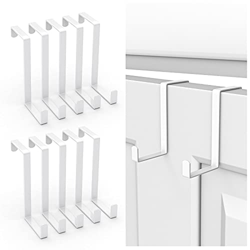 Booda Brand Over The Door Hooks 10 Pack, Z-Shaped Door Hanger Hook Fits The 1 3/8" and 1 3/4" Door Widths, Reversible Metal Door Hooks for Hanging Clothes, Coats, Towels, Shoe Organizers (White)