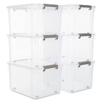Citylife 6 Packs 58.1 QT Plastic Storage Bins with Lids Large Stackable Storage Containers for Organizing Clear Storage Box for Garage, Closet, Classroom, Kitchen - size: 6 Packs-58.1 QT