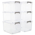 Citylife 6 Packs 58.1 QT Plastic Storage Bins with Lids Large Stackable Storage Containers for Organizing Clear Storage Box for Garage, Closet, Classroom, Kitchen - size: 6 Packs-58.1 QT