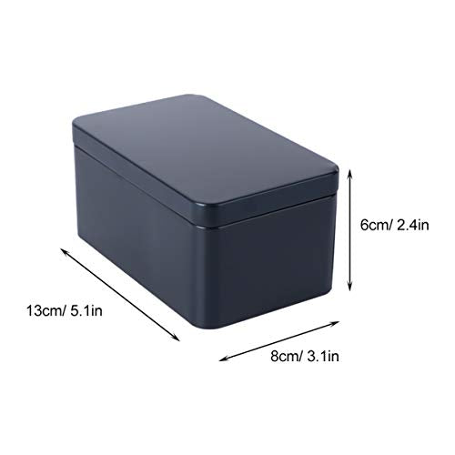 DOITOOL Metal Container Rectangular Tin Box Metal Tin Box with Lids, Empty Box Containers Portable Tea Storage for Tea Candy Candle Jewelry, Black (13x8x6cm) Small