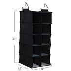 Household Essentials 10 Pocket Hanging Shoe Closet Organizer with Hooks - color: Black