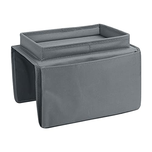 5 Pockets TV Remote Control Holder Couch Sofa Tray Armrest Organiser Oxford Chair Couch Caddy Sofa Armrest Bag Bedside Storage Hanging Organiser for Magazine Books Snack Mobile DVD Cellphone (Grey-a) - color: Grey-a
