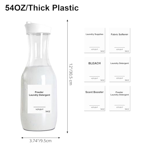 54 OZ Laundry Detergent Dispenser, Laundry Soap Dispenser, Liquid Laundry Detergent Container and Organizer, Clear Plastic Fabric Softener and Laundry Powder Dispenser for Laundry Room, 3Pack - color: 3p