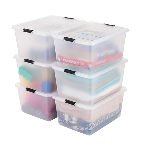 IRIS USA 6-Pack High-Capacity Clip Box with Latching Lids, 32 Quart Craft Storage Bins, Art & Writing Supply Containers for Home, Office & Classroom Organization - size: 32.5 Qt, style: 6 Pack