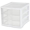 White Desktop Drawer, 3 Drawer Clear Plastic Countertop Drawer - color: Pearl white