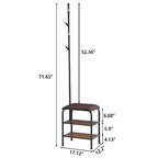 Gewudraw Coat Rack Stand Shoe Bench - 3 in 1 Coat Hall Tree with Shoe Storage With Benches Small Metal Shoes Shelf for Entryway Living Room Bedroom Hallway Mudroom