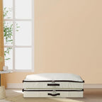 AMJ 2-Pack 4” Height Under-Bed Storage Baskets | Foldable Fabric Drawers for Clothes, Shoes, and Bedding, Beige - color: Beige, 2PCS