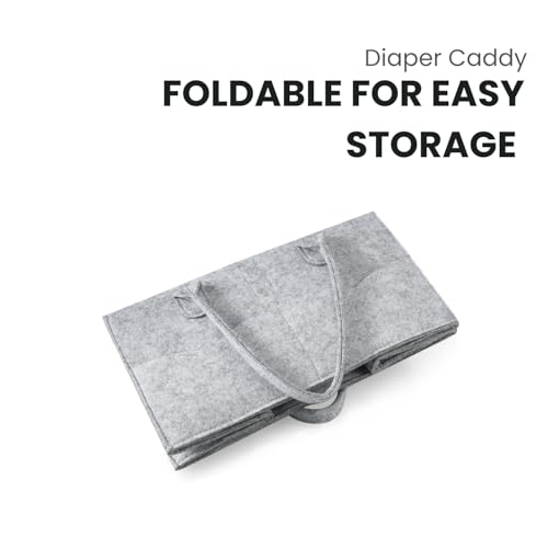 PandaEar 2 Pack Baby Diaper Caddy Organizer, Portable Diaper Holder Nursery Storage Basket for Wipes & baby stuff, Collapsible Baby Organizers with Divided Design (Grey/Brown) - color: Grey/Brown