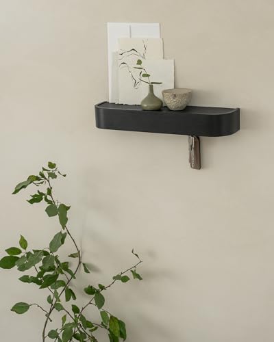 Kazai. Key Holder 'Toke' | Minimalist Key Hook Design from Berlin | Modern Key Holder Wall Mount with Wooden Shelf | Key Rack for Wall as Entryway Organizer | Oak, Black - color: Oak, black, size: 8 Hooks