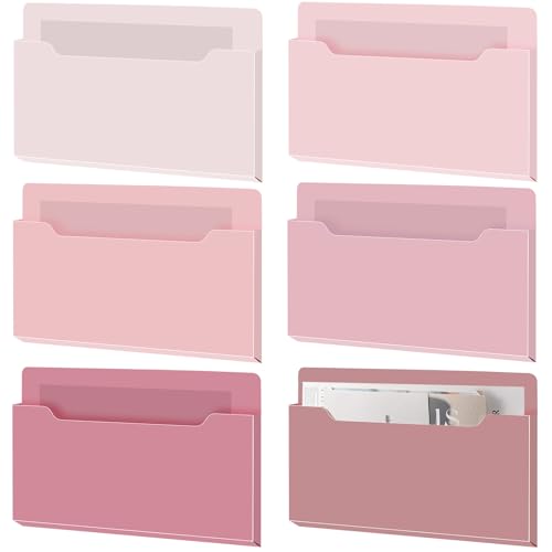 Fuutreo 6 Pcs Magnetic Wall File Organizer Magnetic Wall File Holder Refrigerator Magazine Holder for Mail Letters Paper(Rose Pink,Horizontal-large) - color: Rose Pink, size: Horizontal-Large