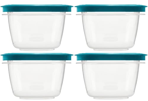 Storage Containers, Easy Find Lids, Teal, 2 Cup pack of 4, Flex & Seal, Leak Proof Lids, Food Storage Set, Clear Meal Prep Flex Containers, Assortment - size: 2Cup