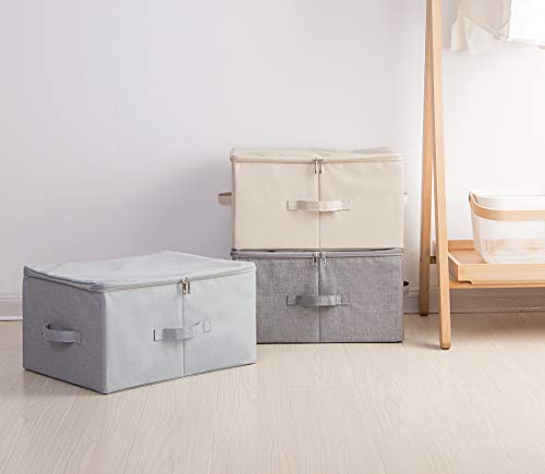 iwill CREATE PRO 17.6"x 13.6"x 9.7",Dust-proof Closet Clothes Storage Boxes with Zip Lid, Breathable Fabric & Collapsible Design Organizer Bins for Clothing Toy Dolls Shoes Blankets, Light Gray, 2pcs - color: Light Gray