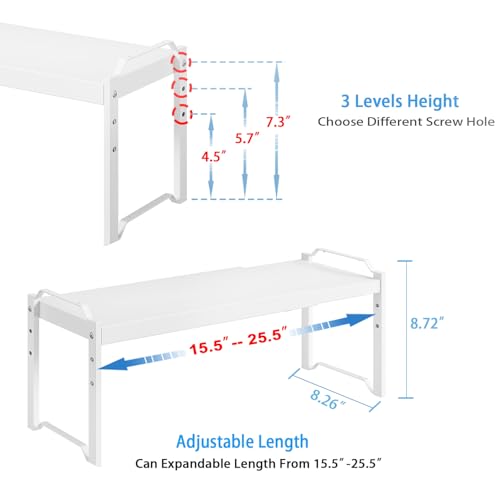 3 Pack Kitchen Cabinet Organizer Shelf, Stackable Expandable Shelves Organizers For Kitchen Cabinet Countertop Storage, Adjustable Counter Cupboard Pantry Organizer Shelf Rack Stand, Length:25.5 Inch - color: White, size: 3 Pack: 15.5"-25.5"L