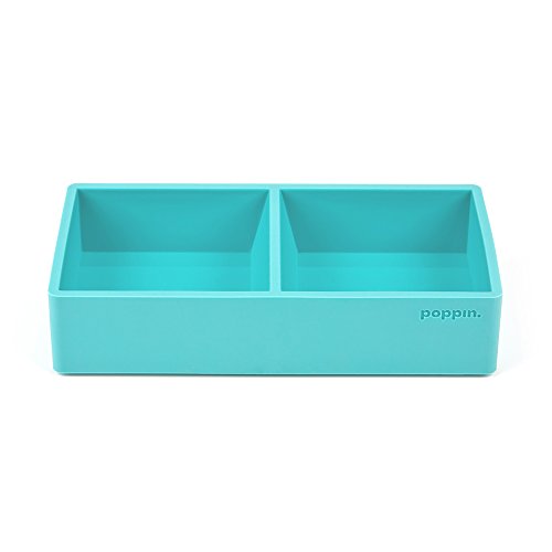 Poppin Softie This + That Tray, 2 Compartments, Silicone, 3 x 6.25 x 1.5, Aqua - color: Aqua, size: 6.3" x 3" x 1.5"