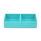 Poppin Softie This + That Tray, 2 Compartments, Silicone, 3 x 6.25 x 1.5, Aqua - color: Aqua, size: 6.3" x 3" x 1.5"