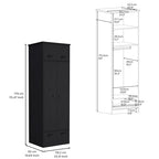 Modern Black Dresser Closet: 1 Door Upper Storage, 2 Shelves, Hanging Tube with 2 Doors, Bottom Drawer - Compact Wardrobe Solution