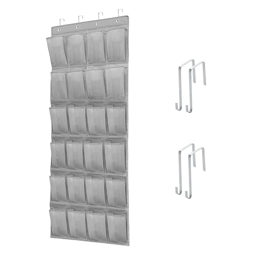 Over The Door Shoe Organizers with 24 Mesh Pockets Shoe Organizer Storage Hanging Shoe Organizer Shoe Holder for Rack (Grey) - color: Grey