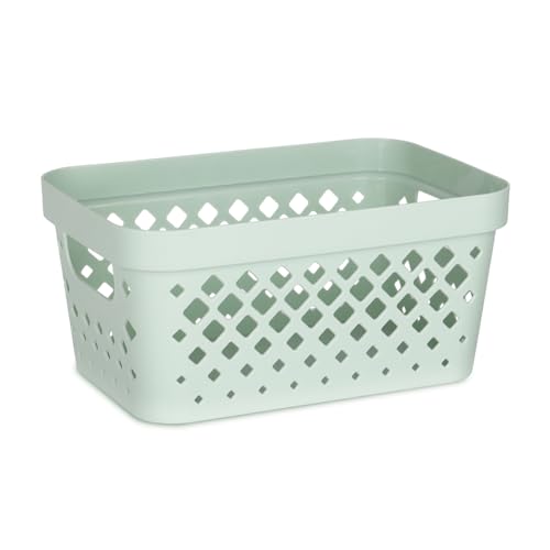 Glad Plastic Baskets for Organizing, Set of 6 | Pantry Storage for Under Counter, Linen Closet, and Bathroom | Nesting Shelf Bins with Handles, 1 Gallon, Sage - color: Sage, size: 1 Gallon