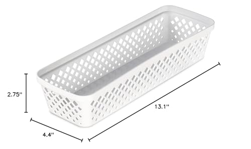 Glad Plastic Storage Basket Set - Multipurpose Drawer Trays, Kitchen Pantry Containers, and Bathroom Bins - 6 Pack Narrow Organizers, White - color: White, size: Narrow