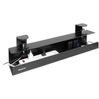 Mount-It! Under Desk Cable Management Tray – Clamp-On No-Drill Metal Cable Management Tray for Desk & Standing Desk, Wire & Cord Organizer for Power Strips, Glass Desks – 23.6” Black