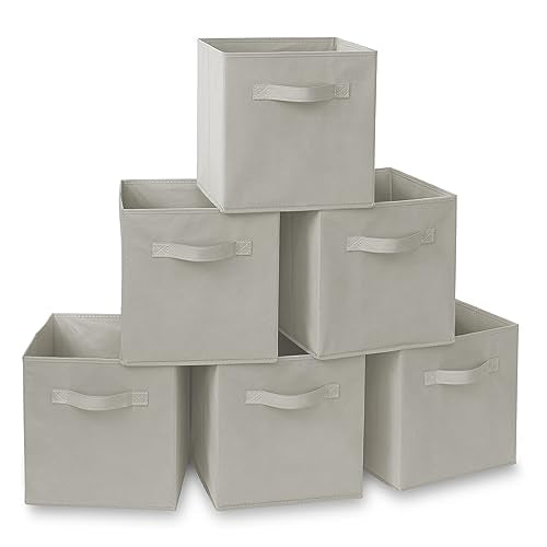 Casafield Set of 6 Collapsible Fabric Cube Storage Bins, Light Gray - 11" Foldable Cloth Baskets for Shelves, Cubby Organizers & More - color: Light Gray, size: 10.5" x 10.5" x 11"