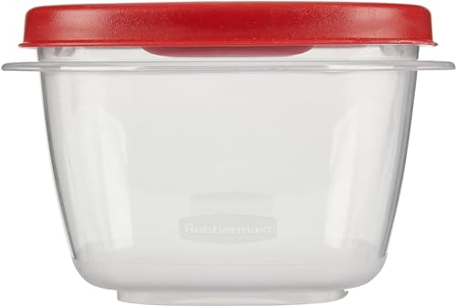Rubber maid Food Storage Containers Two Cup Food Storage Containers 7 Piece Set, Easy Find Lids, 3 Containers, 3 Lids Chalk Pen And Chalk Labels - color: Red, size: 2 Cup Pack of 3