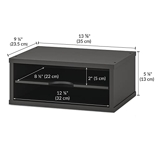 Ballucci File Organizer, 2-Tier Document Paper Sorter, Stackable Wood Desk Organizer Mail Holder, Monitor Stand with Storage Shelves, Black - color: Black, size: 2 Tier